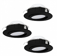 EGLO 900749  Комплект встраиваемых светильников диммируемых PINEDA, 3X5,5W (LED), 3000K, Ø84, пластик, черный