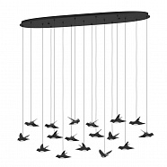 EGLO 390353  Люстра диммируемая PARATEBUENO, 17X3W (LED), 3000K, 6460lm, L1480, B260, H2200, сталь, черный/сталь, пластик, черный никель, сатинированный