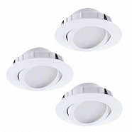 EGLO 95851  Комплект светодиодных встраиваемых светильников PINEDA регулир., 3х6W(LED), Ø84, пластик, белый