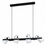43425  Подвес HORNWOOD 1, 4х60W (E27), L1100, B180, H1100, сталь, дерево, черный /текстиль, белый