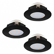 EGLO 900744  Комплект встраиваемых светильников PINEDA, 3X4,9W (LED), 3000K, IP20, IP44, Ø78, пластик, черный